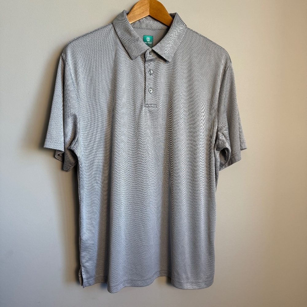 Pro Tour Mens Performance Golf Polo Shirt Gray Large Short Sleeve Logo Clubhouse